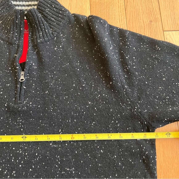 Robert Graham Quarter Zip Black with White Speckles 100% Wool Sweater Size Large - Picture 8 of 8